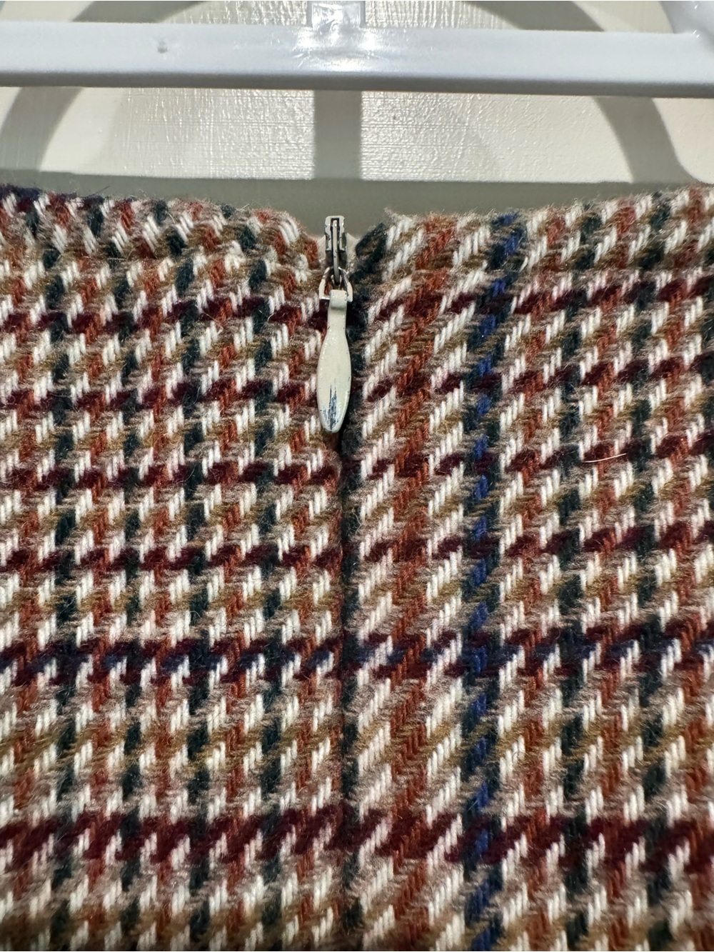 Classic Plaid Pencil Skirt in Brown Check wool fall style Hugo Buscati USA made - Picture 6 of 8